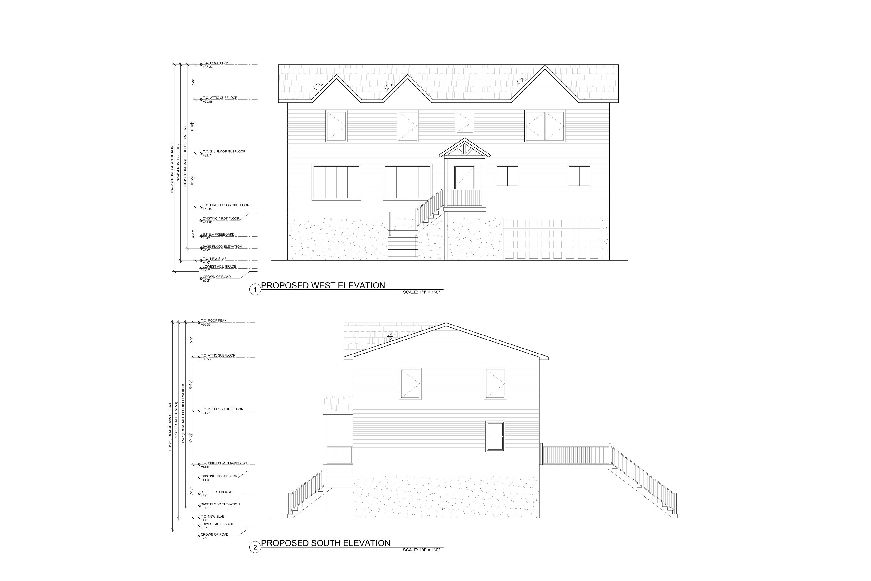 Proposed West & South elevations