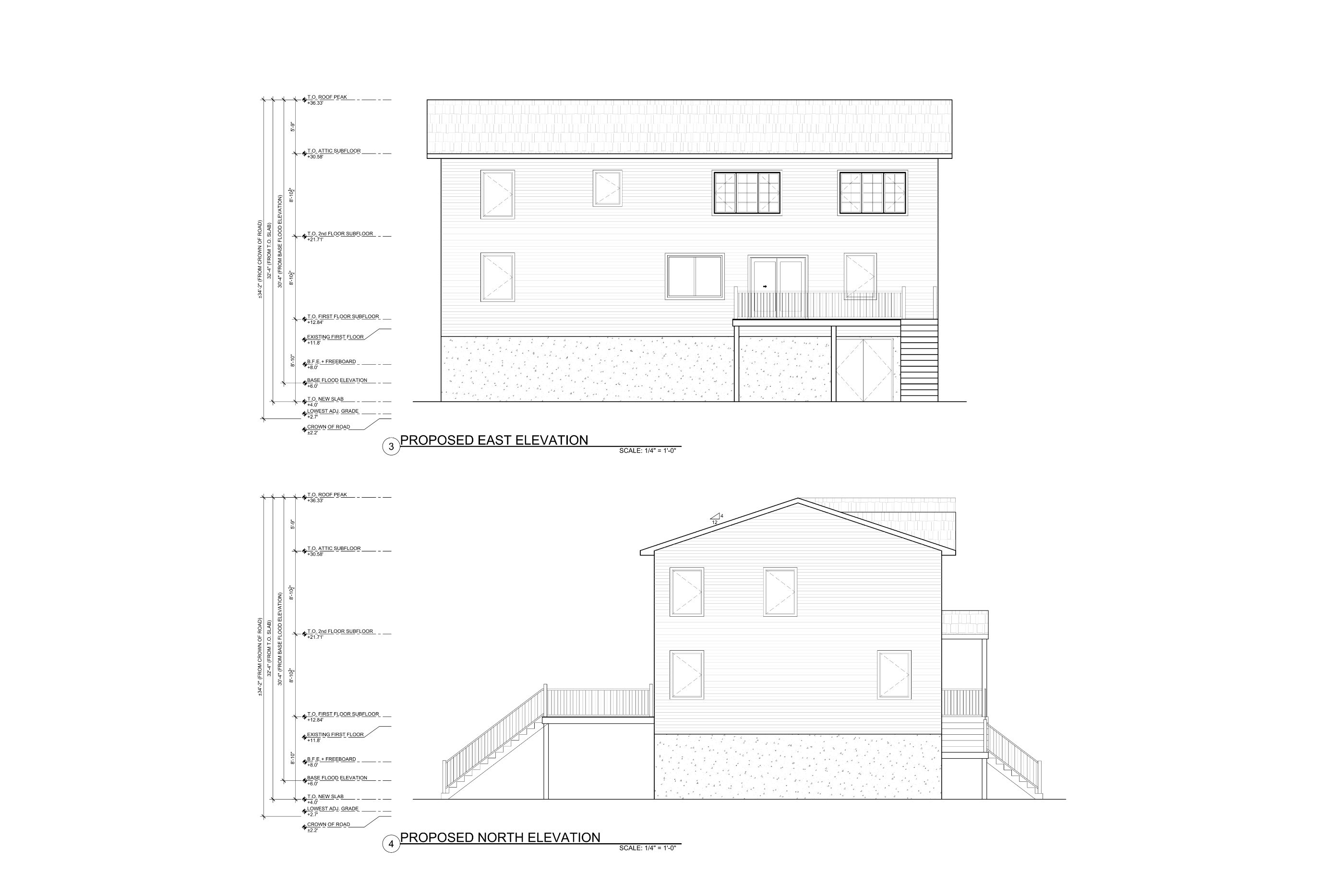 Proposed East & North elevations
