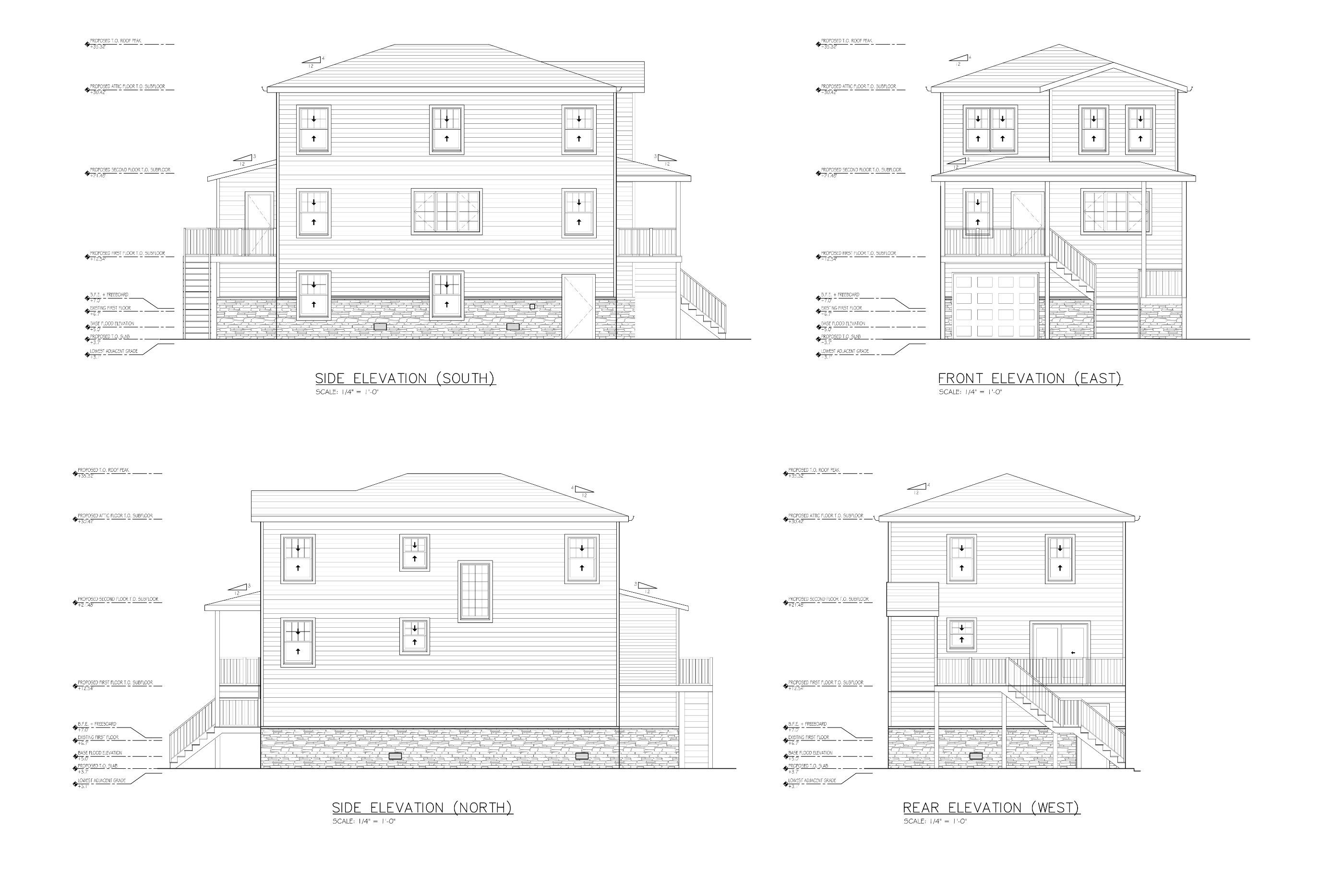 Proposed elevations, all four sides