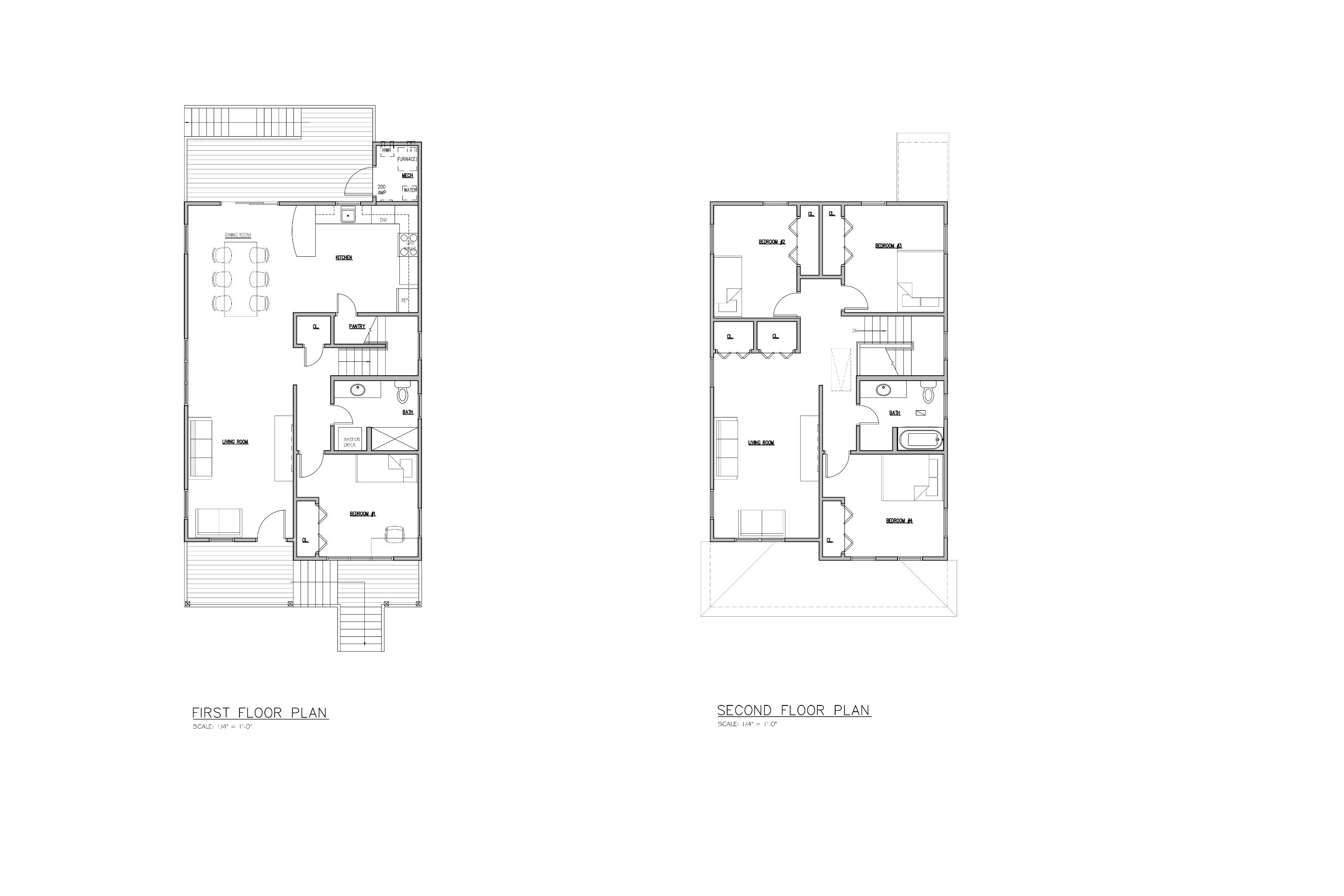 First & second floor plans