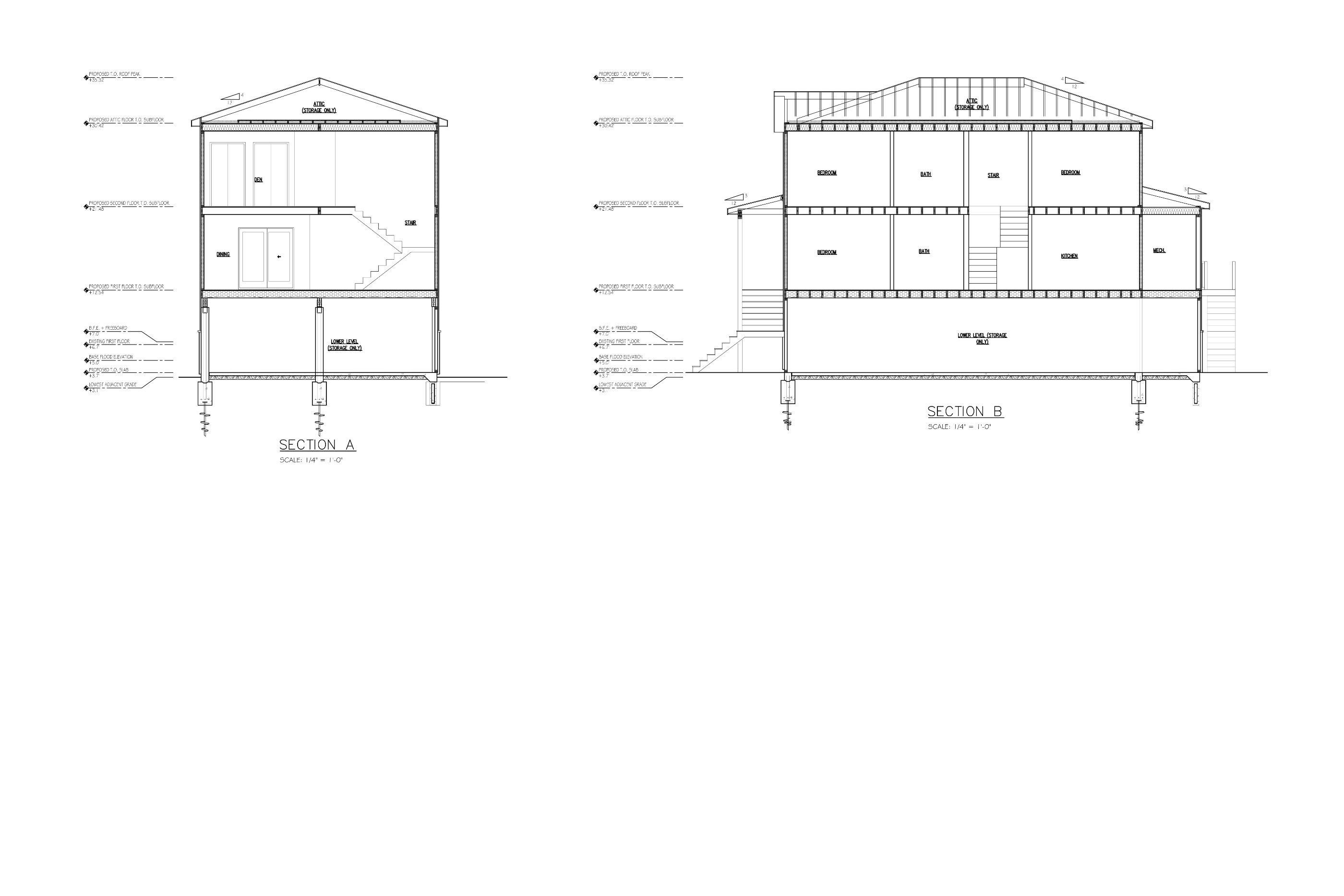 Building sections A & B