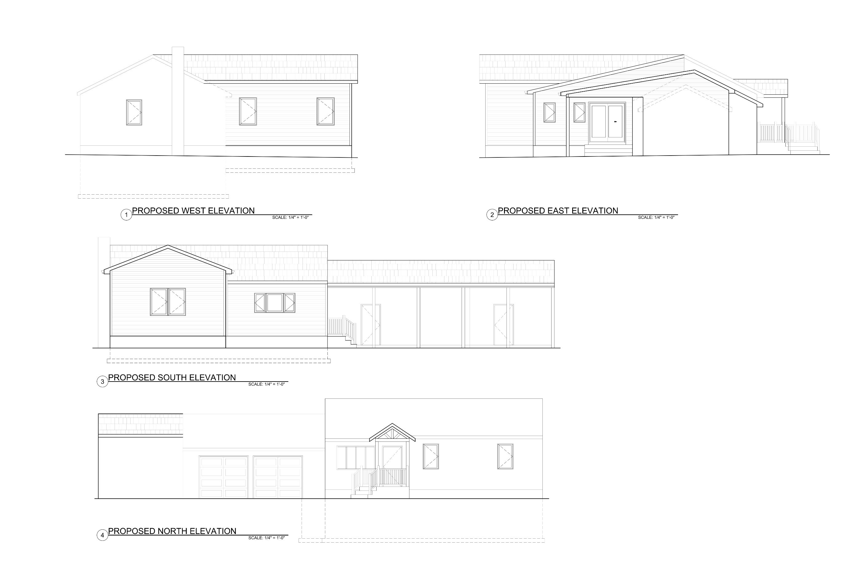 Proposed elevations, all four sides